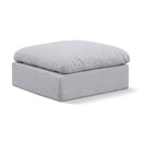 Meridian Indulge Grey Linen Textured Fabric Ottoman IMAGE 1