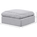 Meridian Indulge Grey Linen Textured Fabric Ottoman IMAGE 5