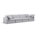  Manufacturer Color_Grey -- Indulge 140" Grey Linen Textured Fabric Upholstered 4 pc Modular Sofa IMAGE 1