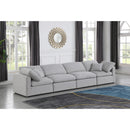  Manufacturer Color_Grey -- Indulge 140" Grey Linen Textured Fabric Upholstered 4 pc Modular Sofa IMAGE 2