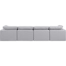  Manufacturer Color_Grey -- Indulge 140" Grey Linen Textured Fabric Upholstered 4 pc Modular Sofa IMAGE 3