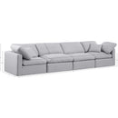  Manufacturer Color_Grey -- Indulge 140" Grey Linen Textured Fabric Upholstered 4 pc Modular Sofa IMAGE 8