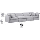  Manufacturer Color_Grey -- Indulge 140" Grey Linen Textured Fabric Upholstered 4 pc Modular Sofa IMAGE 9