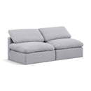  Manufacturer Color_Grey -- Indulge 70" Grey Linen Textured Fabric Upholstered 2 pc Armless Modular Loveseat IMAGE 1