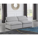  Manufacturer Color_Grey -- Indulge 70" Grey Linen Textured Fabric Upholstered 2 pc Armless Modular Loveseat IMAGE 2