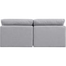  Manufacturer Color_Grey -- Indulge 70" Grey Linen Textured Fabric Upholstered 2 pc Armless Modular Loveseat IMAGE 3