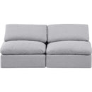  Manufacturer Color_Grey -- Indulge 70" Grey Linen Textured Fabric Upholstered 2 pc Armless Modular Loveseat IMAGE 4