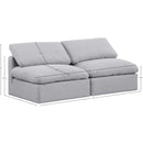  Manufacturer Color_Grey -- Indulge 70" Grey Linen Textured Fabric Upholstered 2 pc Armless Modular Loveseat IMAGE 7