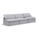  Manufacturer Color_Grey -- Indulge 105" Grey Linen Textured Fabric Upholstered 3 pc Armless Modular Sofa IMAGE 1
