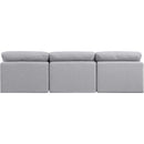  Manufacturer Color_Grey -- Indulge 105" Grey Linen Textured Fabric Upholstered 3 pc Armless Modular Sofa IMAGE 3
