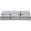  Manufacturer Color_Grey -- Indulge 105" Grey Linen Textured Fabric Upholstered 3 pc Armless Modular Sofa IMAGE 4