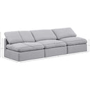  Manufacturer Color_Grey -- Indulge 105" Grey Linen Textured Fabric Upholstered 3 pc Armless Modular Sofa IMAGE 7