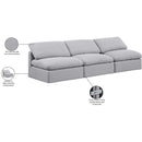  Manufacturer Color_Grey -- Indulge 105" Grey Linen Textured Fabric Upholstered 3 pc Armless Modular Sofa IMAGE 8