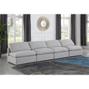  Manufacturer Color_Grey -- Indulge 140" Grey Linen Textured Fabric Upholstered 4 pc Armless Modular Sofa IMAGE 2