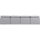  Manufacturer Color_Grey -- Indulge 140" Grey Linen Textured Fabric Upholstered 4 pc Armless Modular Sofa IMAGE 3