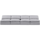  Manufacturer Color_Grey -- Indulge 140" Grey Linen Textured Fabric Upholstered 4 pc Armless Modular Sofa IMAGE 4