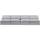 Meridian Indulge Grey Linen Textured Fabric Modular Sofa IMAGE 4