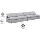  Manufacturer Color_Grey -- Indulge 140" Grey Linen Textured Fabric Upholstered 4 pc Armless Modular Sofa IMAGE 8