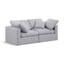  Manufacturer Color_Grey -- Indulge 70" Grey Linen Textured Fabric Upholstered 2 pc Modular Loveseat IMAGE 1