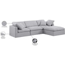  Meridian Indulge 105" Grey Linen Textured Fabric Upholstered 4 pc Modular Sectional IMAGE 10