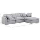  Meridian Indulge 105" Grey Linen Textured Fabric Upholstered 4 pc Modular Sectional IMAGE 9