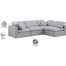  Meridian Indulge 105" Grey Linen Textured Fabric Upholstered 4 pc Modular Sectional IMAGE 10