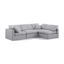 Meridian Indulge Grey Linen Textured Fabric Modular Sectional IMAGE 1