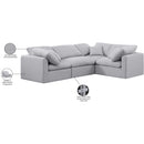 Meridian Indulge Grey Linen Textured Fabric Modular Sectional IMAGE 10