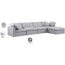  Meridian Indulge 140" Grey Linen Textured Fabric Upholstered 5 pc Modular Sectional IMAGE 10