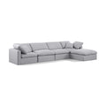  Manufacturer Color_Grey -- Indulge 140" Grey Linen Textured Fabric Upholstered 5 pc Modular Sectional IMAGE 1