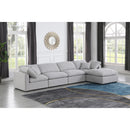 Manufacturer Color_Grey -- Indulge 140" Grey Linen Textured Fabric Upholstered 5 pc Modular Sectional IMAGE 2