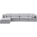  Manufacturer Color_Grey -- Indulge 140" Grey Linen Textured Fabric Upholstered 5 pc Modular Sectional IMAGE 4