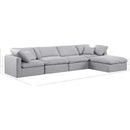 Manufacturer Color_Grey -- Indulge 140" Grey Linen Textured Fabric Upholstered 5 pc Modular Sectional IMAGE 9