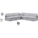  Meridian Indulge 105" Grey Linen Textured Fabric Upholstered 5 pc Modular Sectional IMAGE 10