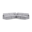  Manufacturer Color_Grey -- Indulge 105" Grey Linen Textured Fabric Upholstered 5 pc Modular Sectional IMAGE 1
