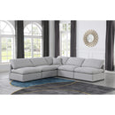  Manufacturer Color_Grey -- Indulge 105" Grey Linen Textured Fabric Upholstered 5 pc Modular Sectional IMAGE 2
