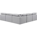 Manufacturer Color_Grey -- Indulge 105" Grey Linen Textured Fabric Upholstered 5 pc Modular Sectional IMAGE 3