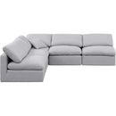  Manufacturer Color_Grey -- Indulge 105" Grey Linen Textured Fabric Upholstered 5 pc Modular Sectional IMAGE 4
