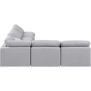  Manufacturer Color_Grey -- Indulge 105" Grey Linen Textured Fabric Upholstered 5 pc Modular Sectional IMAGE 5