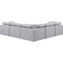  Manufacturer Color_Grey -- Indulge 105" Grey Linen Textured Fabric Upholstered 5 pc Modular Sectional IMAGE 3