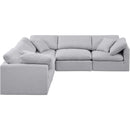  Manufacturer Color_Grey -- Indulge 105" Grey Linen Textured Fabric Upholstered 5 pc Modular Sectional IMAGE 4