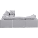  Manufacturer Color_Grey -- Indulge 105" Grey Linen Textured Fabric Upholstered 5 pc Modular Sectional IMAGE 5
