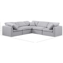  Manufacturer Color_Grey -- Indulge 105" Grey Linen Textured Fabric Upholstered 5 pc Modular Sectional IMAGE 9