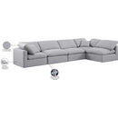  Manufacturer Color_Grey -- Indulge 140" Grey Linen Textured Fabric Upholstered 5 pc Modular Sectional IMAGE 10