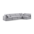  Manufacturer Color_Grey -- Indulge 140" Grey Linen Textured Fabric Upholstered 5 pc Modular Sectional IMAGE 1
