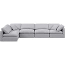  Manufacturer Color_Grey -- Indulge 140" Grey Linen Textured Fabric Upholstered 5 pc Modular Sectional IMAGE 4