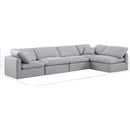  Manufacturer Color_Grey -- Indulge 140" Grey Linen Textured Fabric Upholstered 5 pc Modular Sectional IMAGE 9