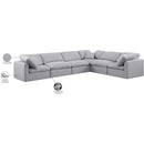  Meridian Indulge 140" Grey Linen Textured Fabric Upholstered 6 pc Modular Sectional IMAGE 10
