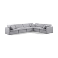  Manufacturer Color_Grey -- Indulge 140" Grey Linen Textured Fabric Upholstered 6 pc Modular Sectional IMAGE 1