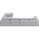  Manufacturer Color_Grey -- Indulge 140" Grey Linen Textured Fabric Upholstered 6 pc Modular Sectional IMAGE 3